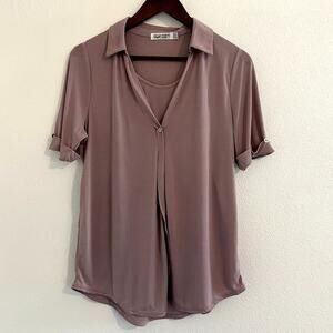 Mama Way Nursing Shirt Purple Size 8 Postpartum New Mom Preppy Minimalist Comfy